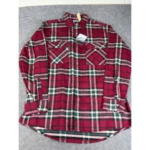 Vintage 80s Fieldmaster Yarn Dyed Flannel Shirt Mens XL Tall Red Plaid USA NWT